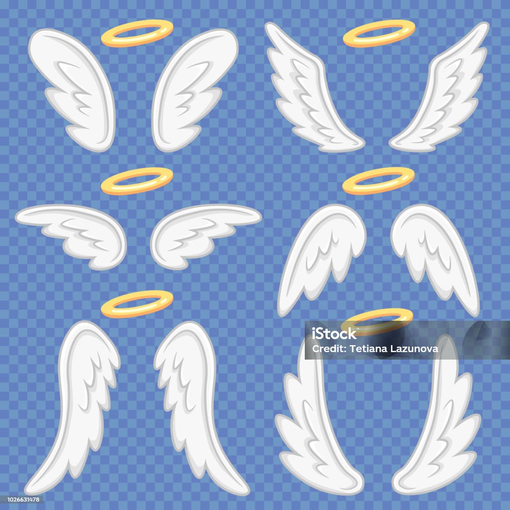 Cartoon Angel Wings Holy Angelic Nimbus And Angels Wing Flying Winged  Angeles Vector Illustration Set Stock Illustration - Download Image Now -  iStock