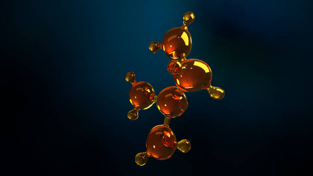 istock 3d rendering illustration of glass molecule model. Molecule of oil. Concept of structure model motor oil or gas 1026632724