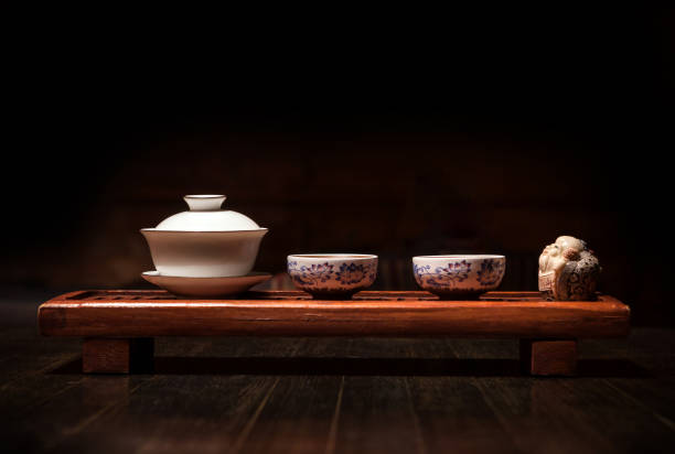conjunto de la ceremonia del té chino. - tea chinese tea japan green tea fotografías e imágenes de stock
