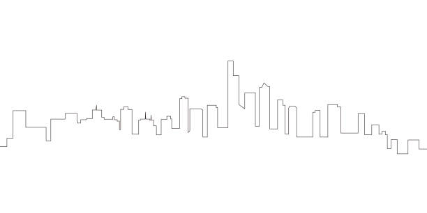 ilustrações, clipart, desenhos animados e ícones de skyline de linha contínua de manhattan - new york city skyline silhouette manhattan