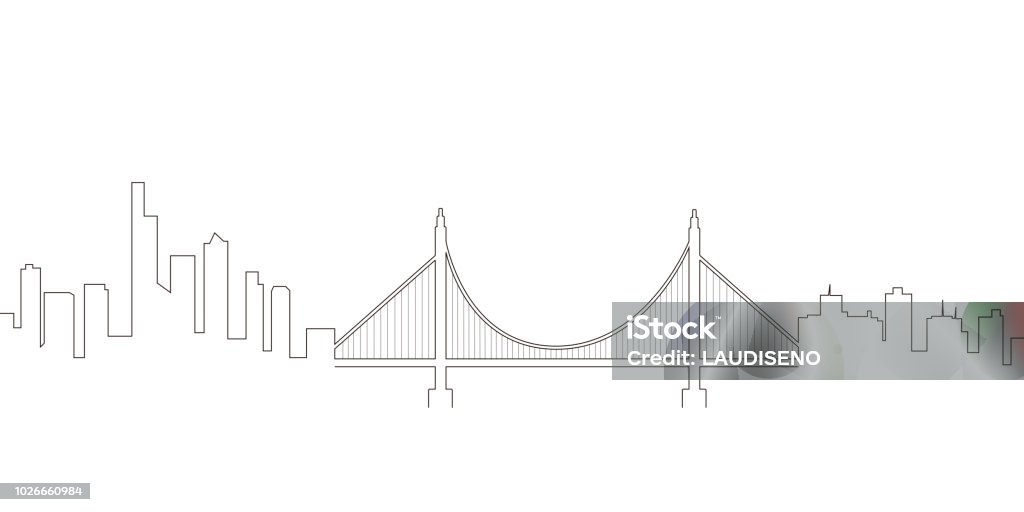 Continous line skyline of San Francisco Continous line skyline of San Francisco. Vector illustration design San Francisco - California stock vector