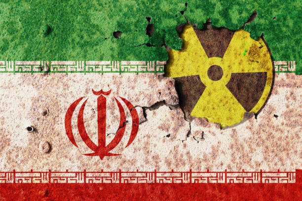 Iran radiation Iran flag on metal wall. Conflict of atomic technology nuclear power station photos stock pictures, royalty-free photos & images