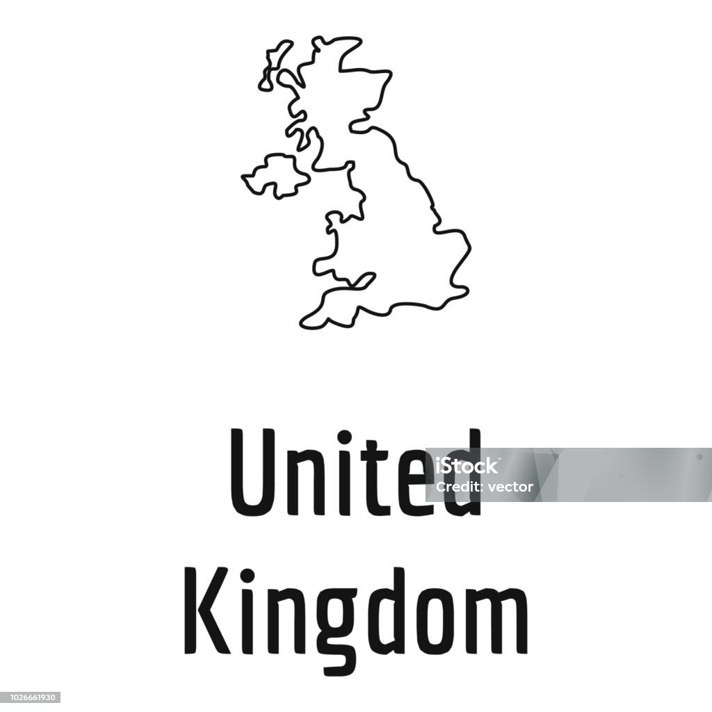 Uk Simple Line Map United Kingdom Map Thin Line Vector Simple Stock Illustration ...