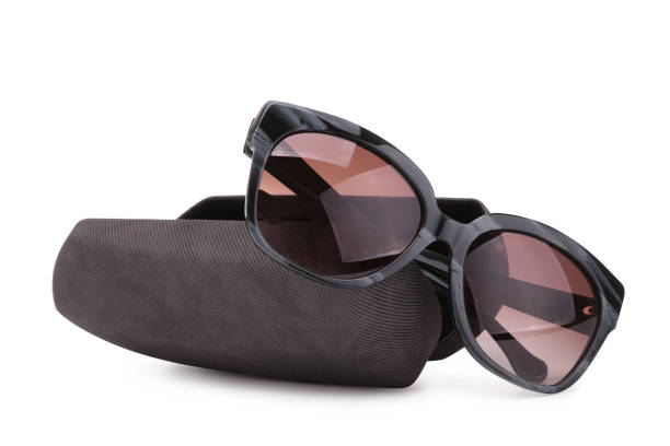 istock Sunglasses in a storage case on a white background 1026666490
