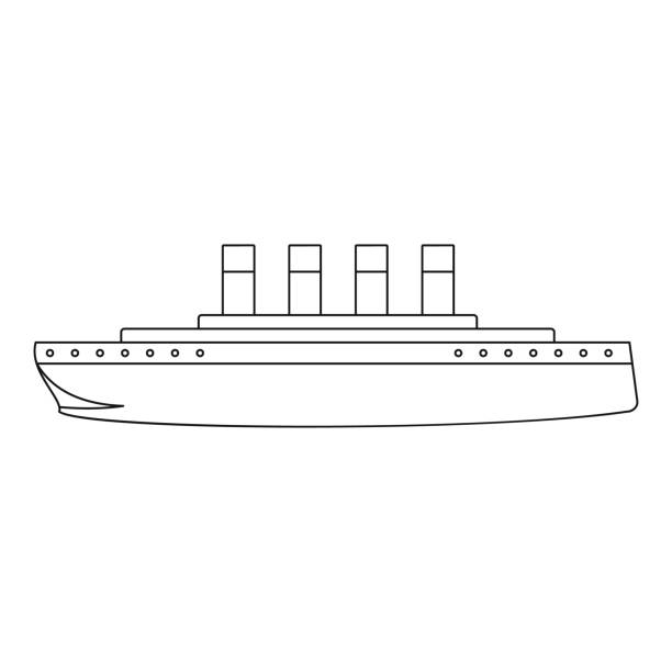 titanic-symbol, umriss-stil. - freight liner illustrations stock-grafiken, -clipart, -cartoons und -symbole