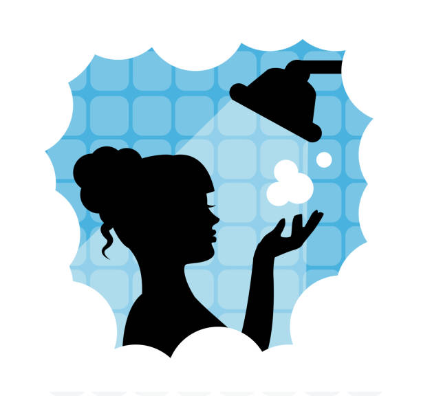 woman たシャワー - shower silhouette women people点のイラスト素材／クリップアート素材／マンガ素材／アイコン素材