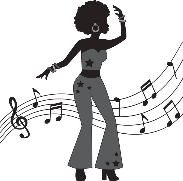 kobieta w stylu dyskoteki - senior adult dancing party silhouette stock illustrations