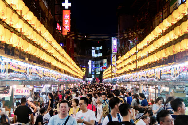 Keelung, Taiwan - August 05, 2018 : Keelung Night Market in Taiwan. Keelung is one of the major Night Market in Taiwan.