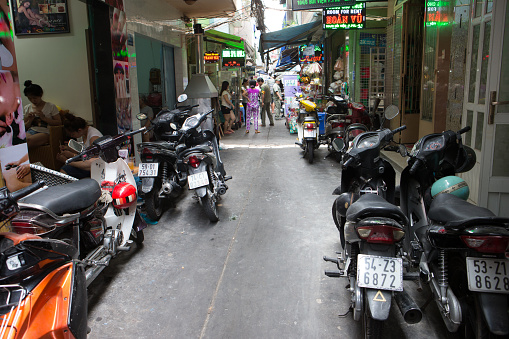 Ho Chi Minh (Saigon), Vietnam - April 4, 2015: Street Scene in Saigon, Vietnam