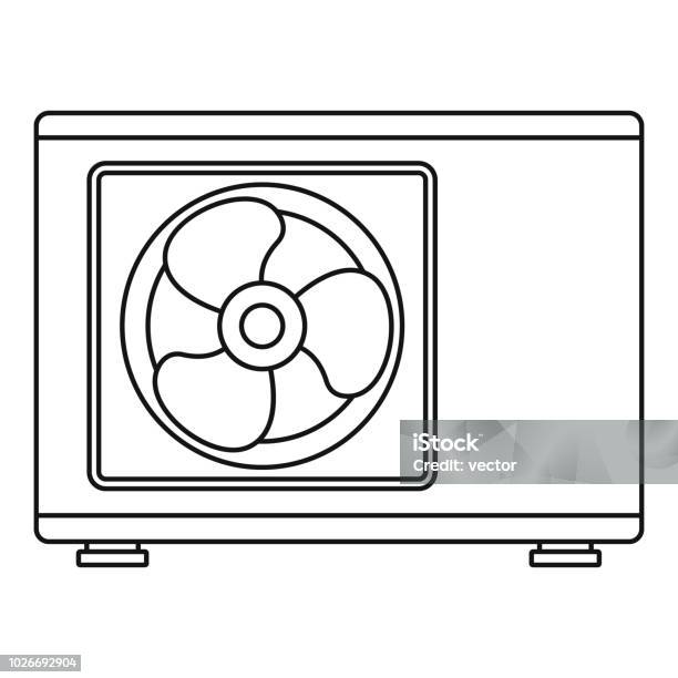 Outdoor Conditioner Fan Icon Outline Style Stock Illustration - Download Image Now - Heat - Temperature, Pump - Dress Shoe, Icon Symbol