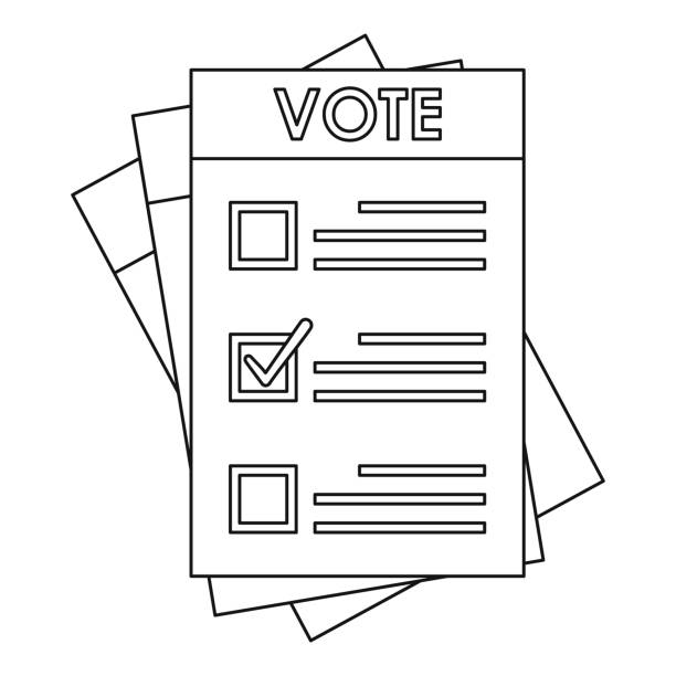 wahl-papier-symbol, umriss-stil - check mark voting politics election stock-grafiken, -clipart, -cartoons und -symbole