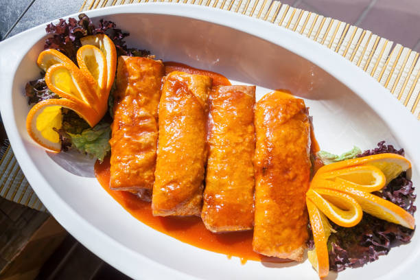 istock Delicious Spring rolls in sweet chili sauce 1026704808