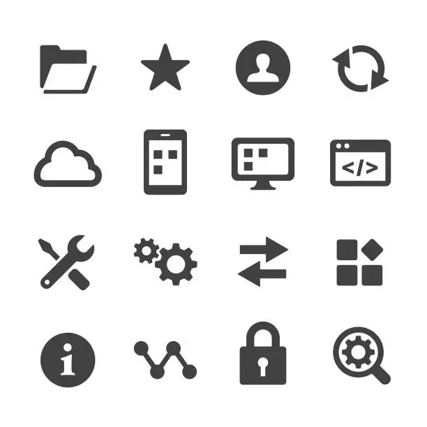 Vector illustration of Setting Icons Set - Acme Series