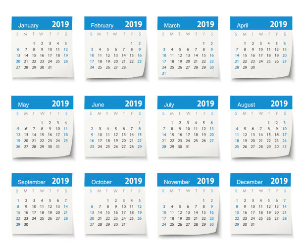 Calendar 2019 Vector calendar 2019 2019 stock illustrations