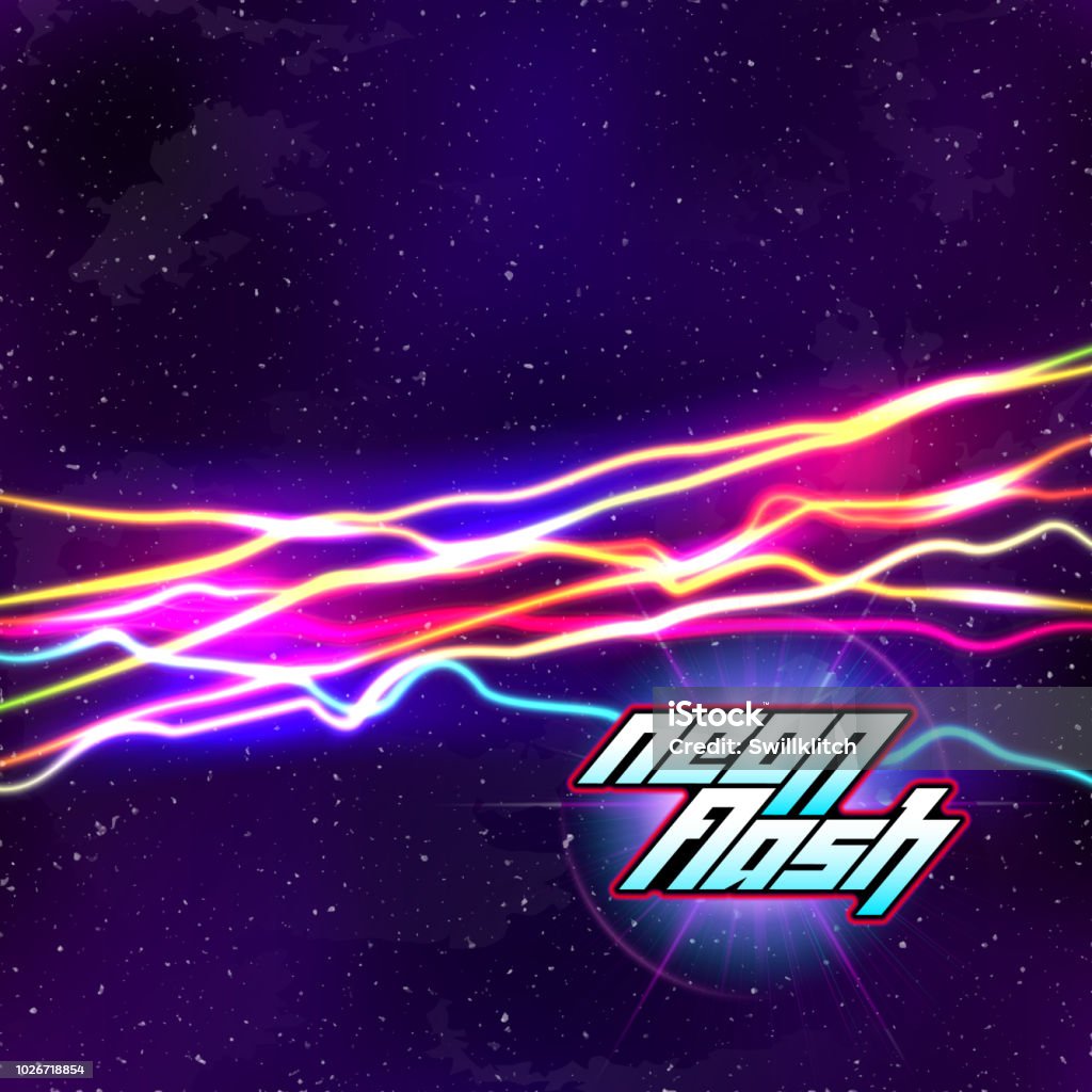 Neon Lines New Retro Wave Background With 80s Vhs Style Stock