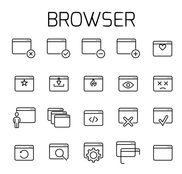 ilustrações, clipart, desenhos animados e ícones de navegador relacionados icon set vector. - mobile internet