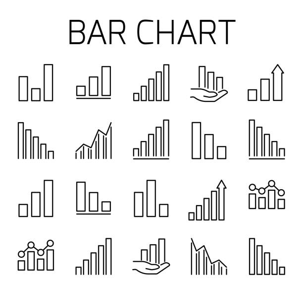 Bar chart related vector icon set. Bar chart related vector icon set. Well-crafted sign in thin line style with editable stroke. Vector symbols isolated on a white background. Simple pictograms. community garden sign stock illustrations