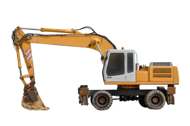 istock yellow excavator isolated on white background 1026729502