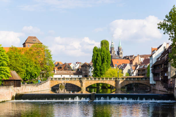 istock Nuremberg panorama with Weinstadel and Lorenzkirche at blue sky 1026735648