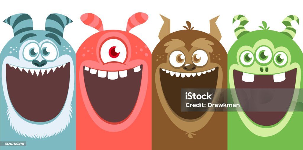 Big set of cartoon monsters for Halloween. Package design Big set of cartoon monsters for Halloween. Package design. Monsters characters illustration collection Monster - Fictional Character stock vector