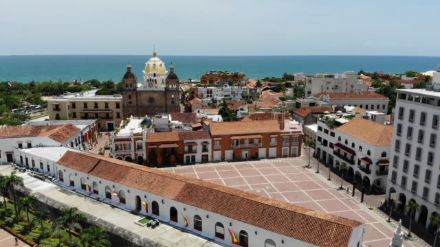 Aerial view of Old town district in Cartagena Colombia