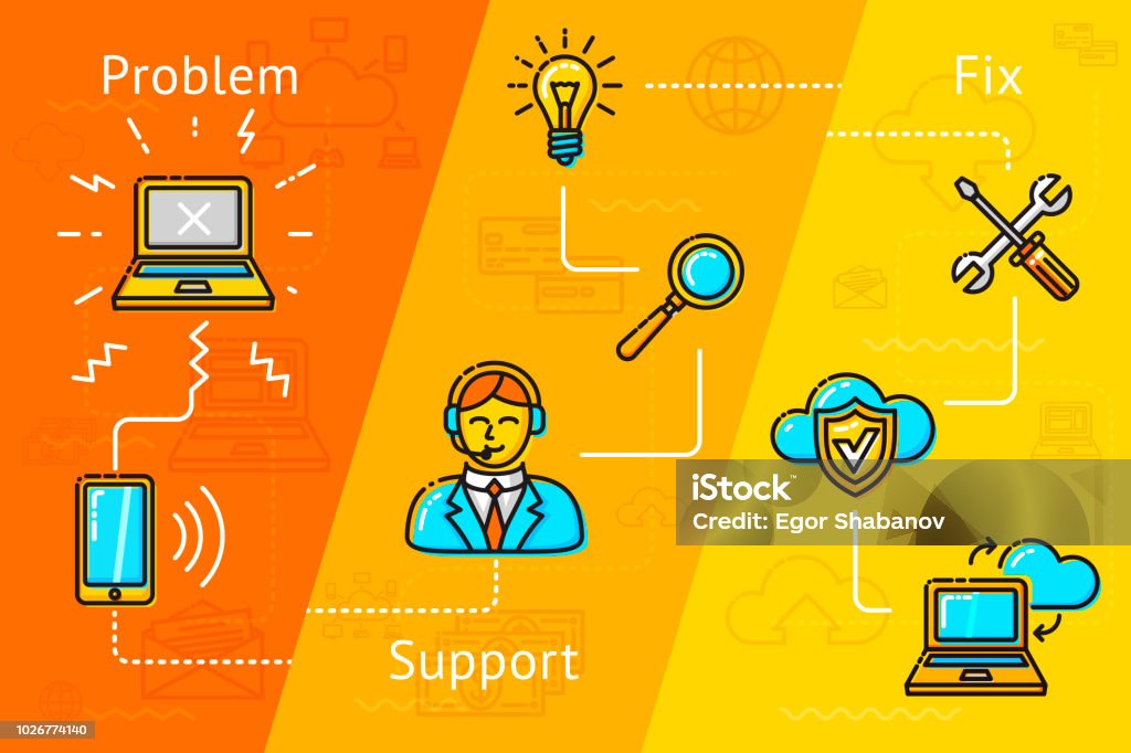 Support Cloud Computing Problem Solving Etc Stock Illustration ...