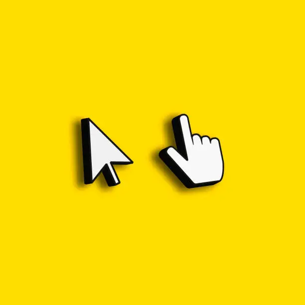 Vector illustration of click cursor 3d icon