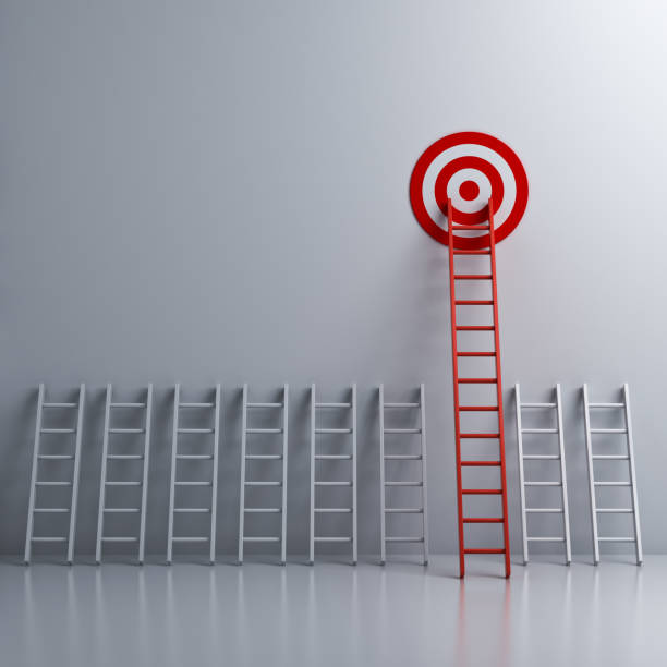 istock Long red ladder to goal target the business concepts 3D rendering 1026781012