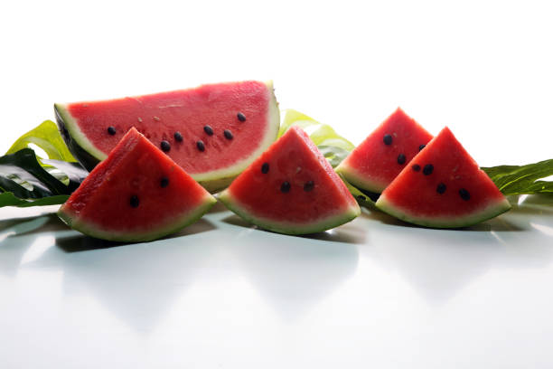 watermelon on table. juicy summer fruit in slices
