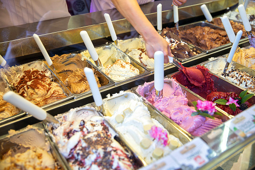 Variety of delicious ice cream flavors