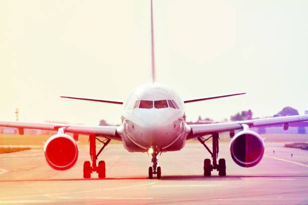 istock The plane is preparing to take off in the sun 1026791338