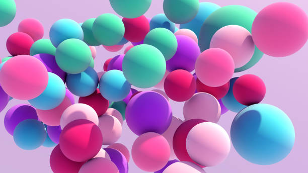 colorful floating balls background - color balls imagens e fotografias de stock