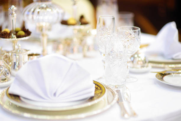 istock Beautiful table set for some festive event or wedding reception 1026796790