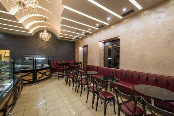 istock Fast food restaurant interior design 1026799854