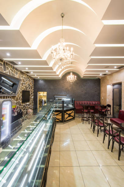 istock Shelf and seats in pitta restaurant interior 1026799940