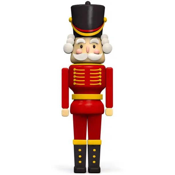 Nutcracker Christmas Soldier Character Isolated on White. Clipping Path Included.