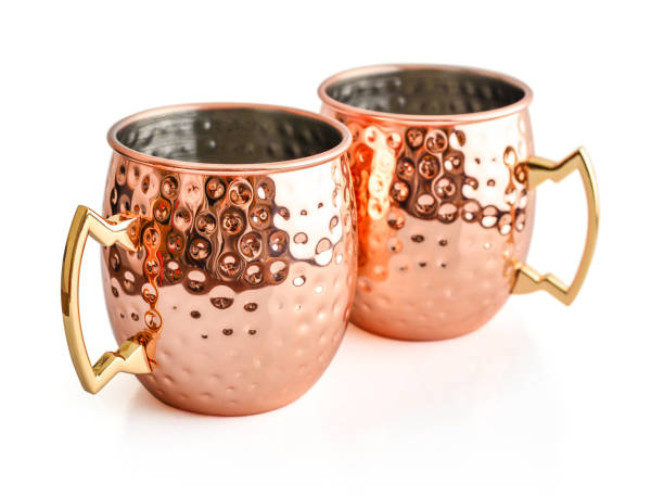 Moscow mule cocktail copper mugs