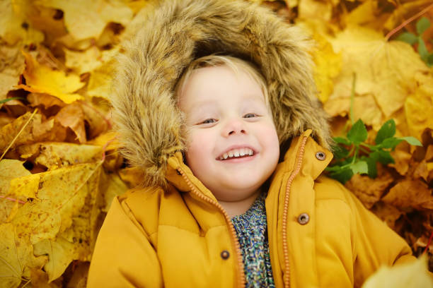 istock Little boy during stroll in the forest at sunny autumn day 1026817888