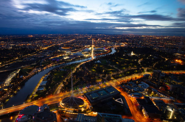 istock Melbourne Aerial View at Night 1026823134