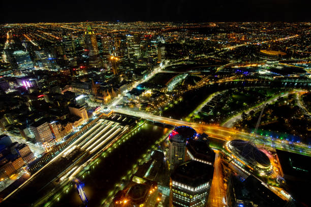 istock Melbourne Aerial View at Night 1026823138