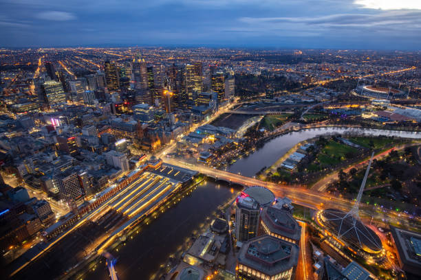 istock Melbourne Aerial View at Night 1026824548