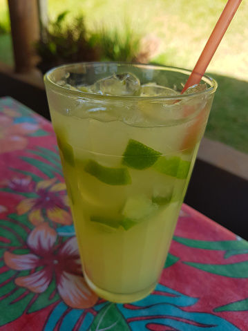 Caipirinha or drink with alcohol, lemon and sugar. Traditional of Brazil.