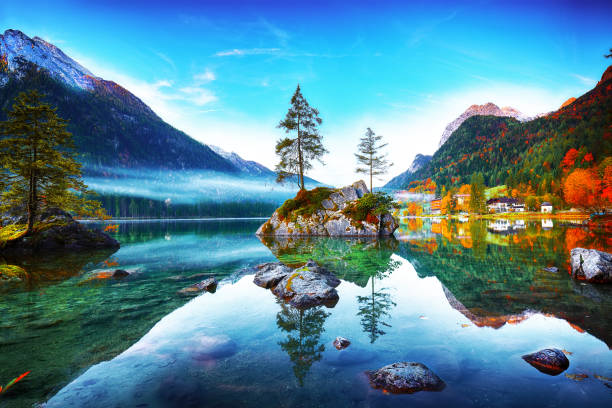istock Fantastic autumn sunrise of Hintersee lake 1026846528
