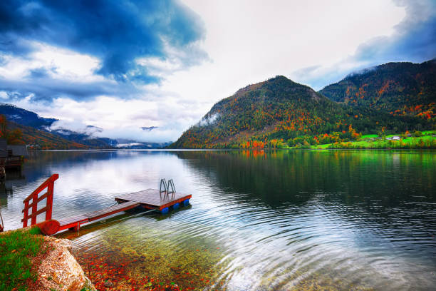 istock Idyllic autumn scene in Grundlsee lak 1026858820