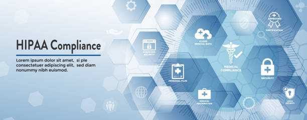 HIPAA Compliance Web Banner Header with Medical Icon Set and text HIPAA Compliance Web Banner Header - Medical Icon Set and text caduceus medical symbol backgrounds stock illustrations