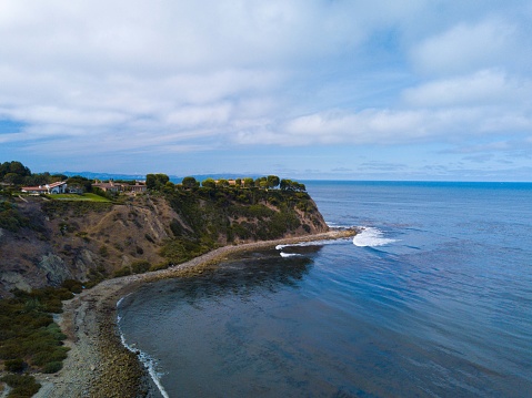 Aerial drone shot of Palos Verdes Peninsula in Southern California.