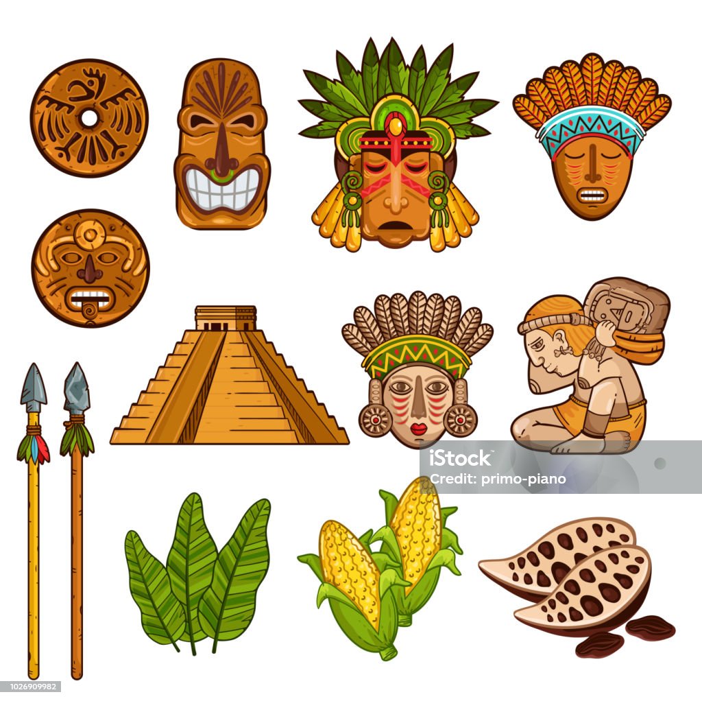 Ilustración de Conjunto De Elementos Culturales Antiguas Étnicos y más  Vectores Libres de Derechos de Maya - Maya, Máscara - Disfraz, Plantilla -  Producto de arte y artesanía - iStock