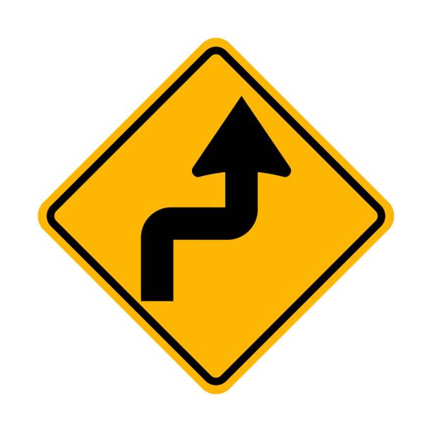 обратный поворот направо символ дорожный знак - left handed stock illustrations