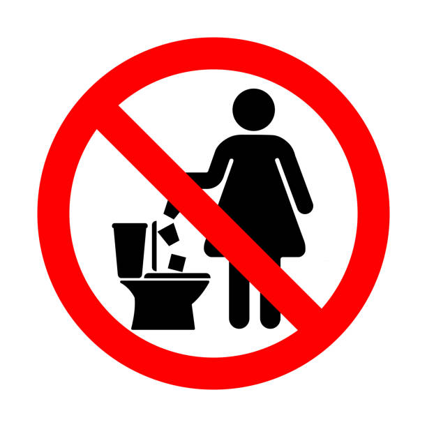 keine werfen papier damenbinden oder tampons in der toilette. - sanitary stock-grafiken, -clipart, -cartoons und -symbole