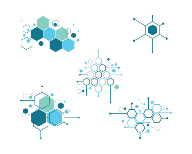 ilustraciones, imágenes clip art, dibujos animados e iconos de stock de ilustración de vector de símbolo de la molécula - conexión ilustraciones